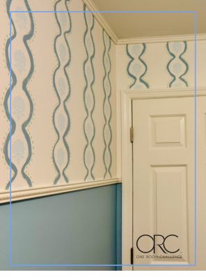 blue and white laundry room makeover by Lakeshore Interior Design